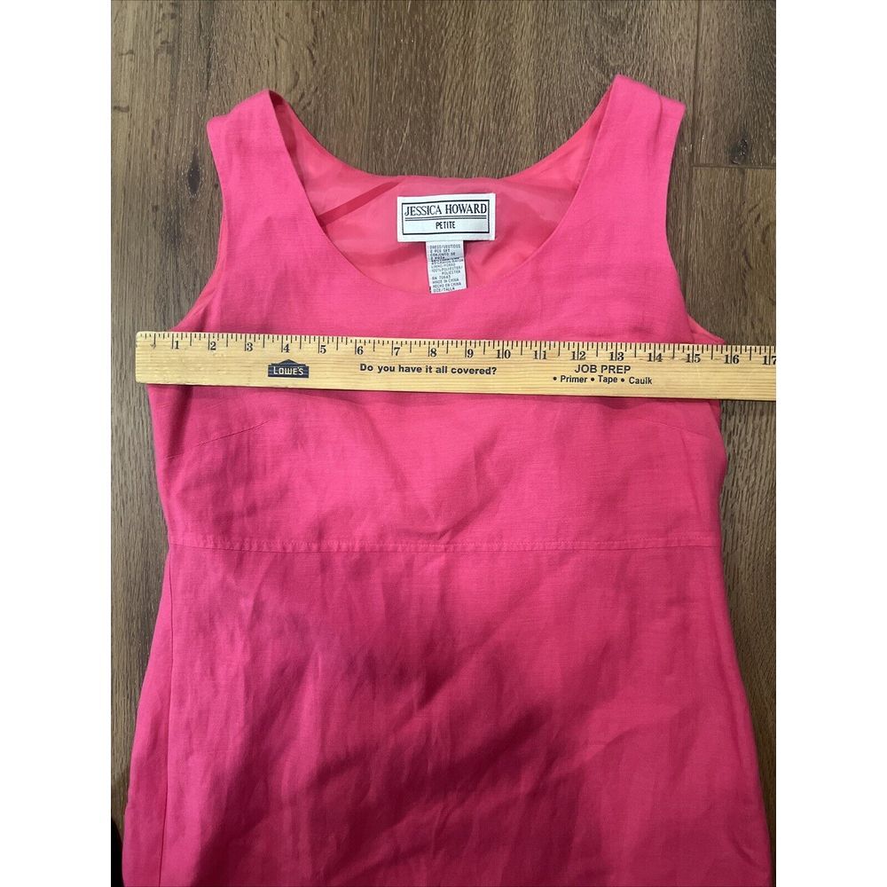 Jessica Howard Dress Women's Size 4P Pink Linen Blend Sleeveless Barbie - Picture 5 of 7